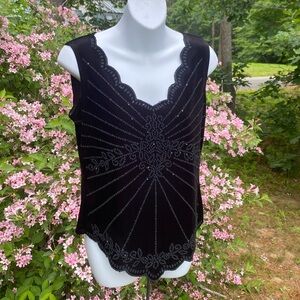 MSK medium black velvet sequins top